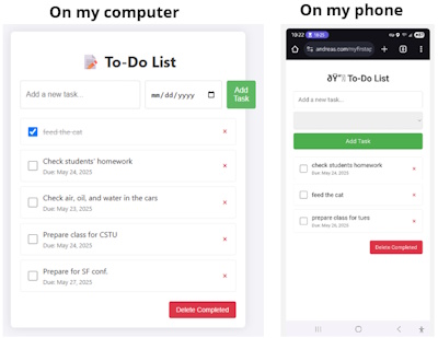 The app works on desktop computer and on Android or iPhone.