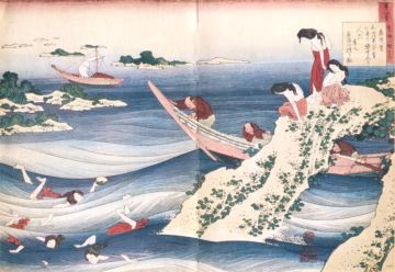 Sangi Takamura. Women diving for abalone, by Hokusai